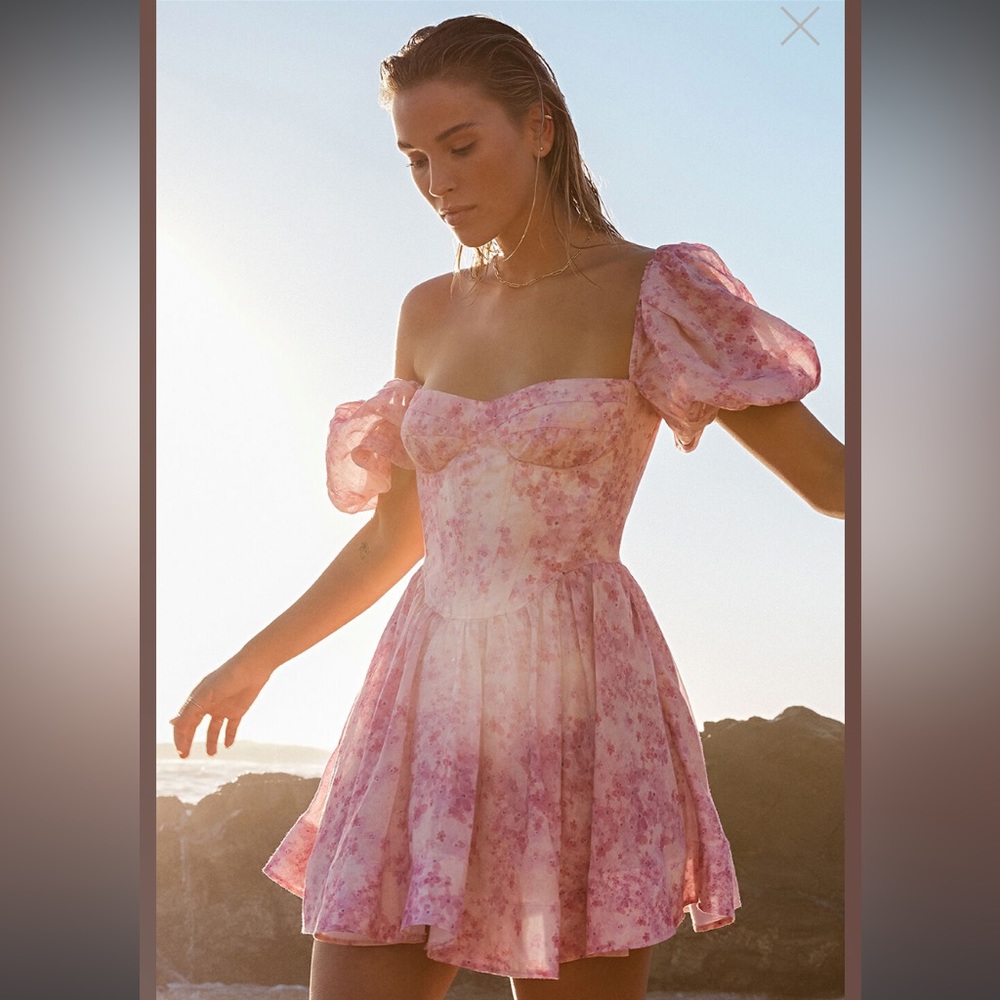Bardot Kiah Corset Mini Dress Pink Floral Women’s 6 New